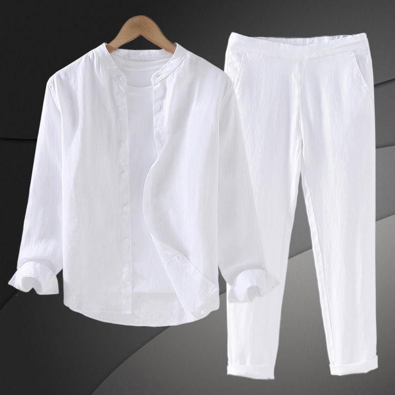 طقم قميص خفيف الوزن من القطن و - مراجعة Mens Linen Shirt Long Sleeve وسعره