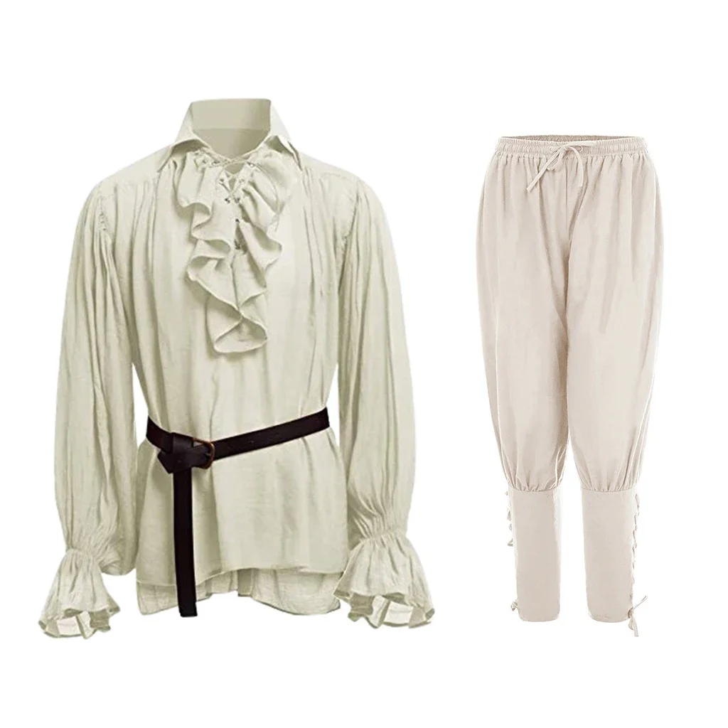 قمصان رجالية بتصميم القرون الو - مراجعة Medieval Gothic Lace Up Pirate Shirt وسعره
