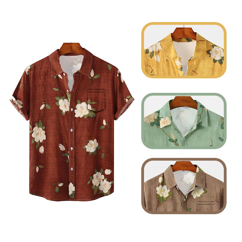 قميص رجالي هاواي بأكمام قصيرة  - مراجعة Vintage Hawaiian Floral Shirt وسعره