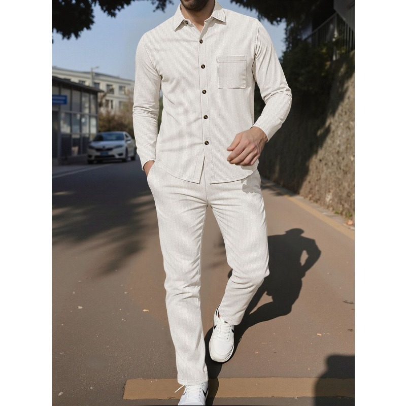 طقم قميص رجالي من قماش الكوردو - مراجعة Corduroy Button Up Shirt Men وسعره